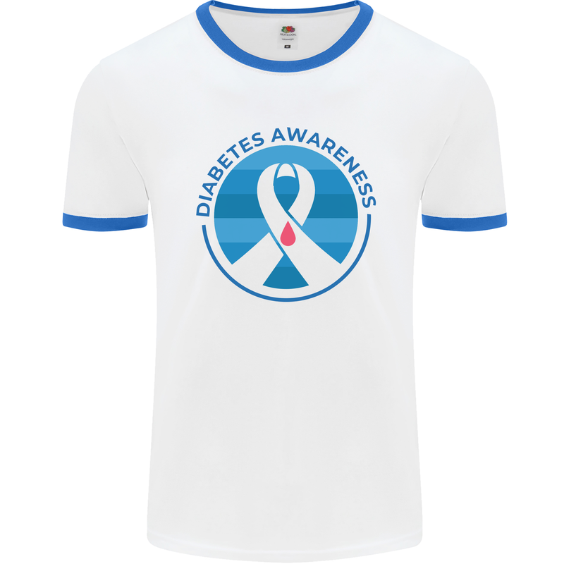 World Diabetes Day Awareness Mens Ringer T-Shirt White/Royal Blue