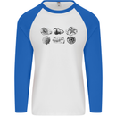 Fossil Set Palaeontologist Palaeontology Mens L/S Baseball T-Shirt White/Royal Blue