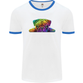 A Colourful Pug Dog Mens Ringer T-Shirt White/Royal Blue