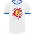 Torn  Kyrgyzstan Flag Kyrgyz Day Football Mens Ringer T-Shirt White/Royal Blue