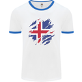 Torn Iceland Flag Icelander Day Football Mens Ringer T-Shirt White/Royal Blue