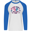 Pink or Blue New Baby Pregnancy Pregnant Mens L/S Baseball T-Shirt White/Royal Blue