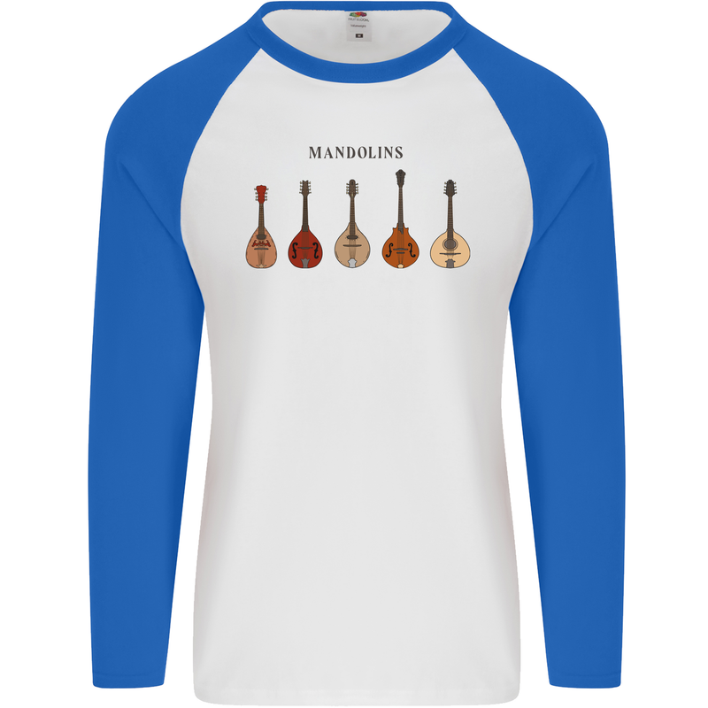 A Set of Mandolins Mens L/S Baseball T-Shirt White/Royal Blue