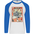 Retro Cinema Movie Night Films & TV Mens L/S Baseball T-Shirt White/Royal Blue