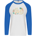 Live Love Yoga Mens L/S Baseball T-Shirt White/Royal Blue