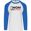 Mom of Two Boys Funny Mother's Day Mens L/S Baseball T-Shirt White/Royal Blue