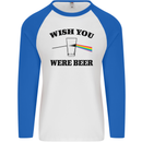 Wish You Were Beer St Patricks Day Alcohol Mens L/S Baseball T-Shirt White/Royal Blue