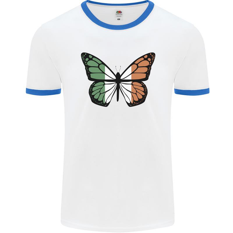 Irish Butterfly Ireland Ire Mens Ringer T-Shirt White/Royal Blue