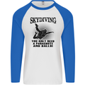 Skydiving Parachute & Balls Skydiver Funny Mens L/S Baseball T-Shirt White/Royal Blue
