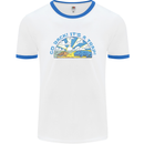 Go Back Its a Trap Funny Evolution Dinosaurs Mens Ringer T-Shirt White/Royal Blue