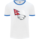 Curled Nepal Flag Nepalese Day Football Mens Ringer T-Shirt White/Royal Blue