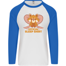 Red Panda Bear Funny Sleep Sleeping Mens L/S Baseball T-Shirt White/Royal Blue