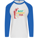 Grandparent's Day Best Grandad By Par Mens L/S Baseball T-Shirt White/Royal Blue