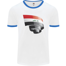 Curled Iraq Flag Iraqi Day Football Mens Ringer T-Shirt White/Royal Blue