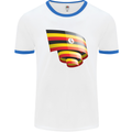 Curled Uganda Flag Ugandan Day Football Mens Ringer T-Shirt White/Royal Blue