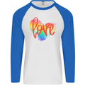 LGBT Love Gay Pride Day Awareness Mens L/S Baseball T-Shirt White/Royal Blue