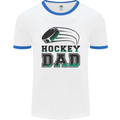 Ice Hockey Dad Fathers Day Mens Ringer T-Shirt White/Royal Blue