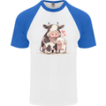 Love is a Cow and Pig Mens S/S Baseball T-Shirt White/Royal Blue