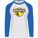 Upside Down SCI-FI TV Program Mens L/S Baseball T-Shirt White/Royal Blue