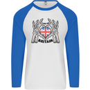 I Love You Great Britain Union Jack Flag UK Mens L/S Baseball T-Shirt White/Royal Blue