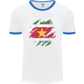 Torn Suriname Flag Suriname Day Football Mens Ringer T-Shirt White/Royal Blue