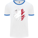 Torn Malta Flag Maltese Day Football Mens Ringer T-Shirt White/Royal Blue