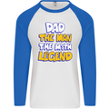 Dad the Man the Myth the Legend Fathers Day Mens L/S Baseball T-Shirt White/Royal Blue