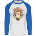 Moodolf Funny Rudolf Christmas Cow Mens L/S Baseball T-Shirt White/Royal Blue