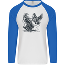 Hammer and Raven Vikings Mens L/S Baseball T-Shirt White/Royal Blue