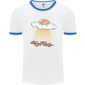 Bacon Abduction Funny Alien UFO Food Mens Ringer T-Shirt White/Royal Blue