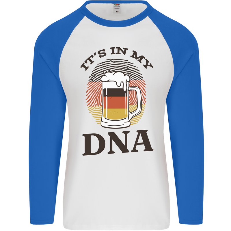 German Beer It's in My DNA Funny Germany Mens L/S Baseball T-Shirt White/Royal Blue