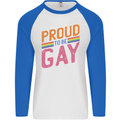 LGBT Pride Awareness Proud To Be Gay Mens L/S Baseball T-Shirt White/Royal Blue