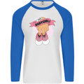 A Baby Girl Gender Reveal Christening Pregnancy Mens L/S Baseball T-Shirt White/Royal Blue