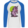 A Zombie Unicorn Funny Halloween Horror Mens L/S Baseball T-Shirt White/Royal Blue