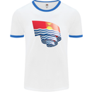 Curled Kiribati Flag Day Football Mens Ringer T-Shirt White/Royal Blue
