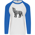 Wolf Tree Animal Ecology Mens L/S Baseball T-Shirt White/Royal Blue