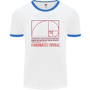 Fibonacci Spiral Mathematics Maths Science Mens Ringer T-Shirt White/Royal Blue