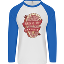 BBQ is My Favourite Funny Steak Grill Braai Mens L/S Baseball T-Shirt White/Royal Blue