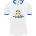 Yoga Frog Meditation Mens Ringer T-Shirt White/Royal Blue