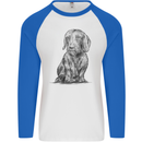 A Dachshund Dog Mens L/S Baseball T-Shirt White/Royal Blue