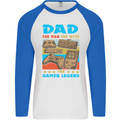 Dad Gamer Legend Fathers Day Gaming Funny Mens L/S Baseball T-Shirt White/Royal Blue