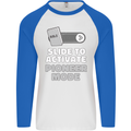 Christian Pioneer Mode Funny Christianity Mens L/S Baseball T-Shirt White/Royal Blue