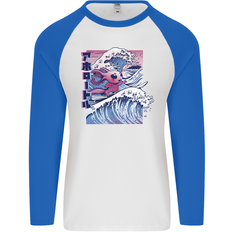 Surfing Axoloti Surfer Mens L/S Baseball T-Shirt White/Royal Blue