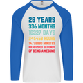 28th Birthday 28 Year Old Mens L/S Baseball T-Shirt White/Royal Blue