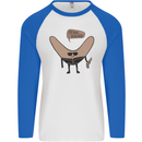 Boomerang Ill Be Back Funny Movie Parody Mens L/S Baseball T-Shirt White/Royal Blue