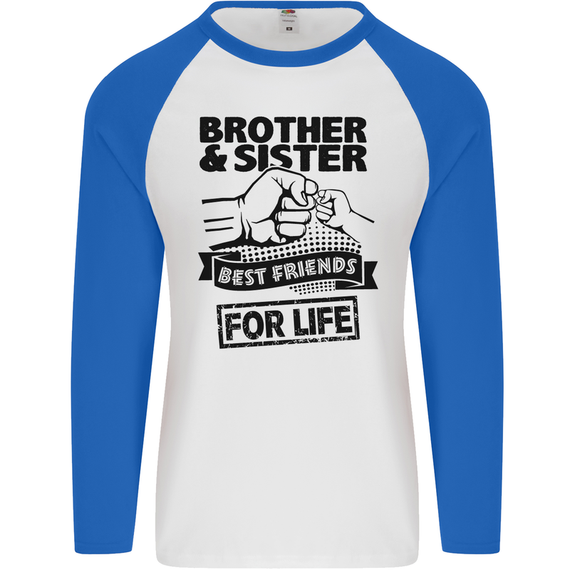 Brother & Sister Best Friends Siblings Mens L/S Baseball T-Shirt White/Royal Blue