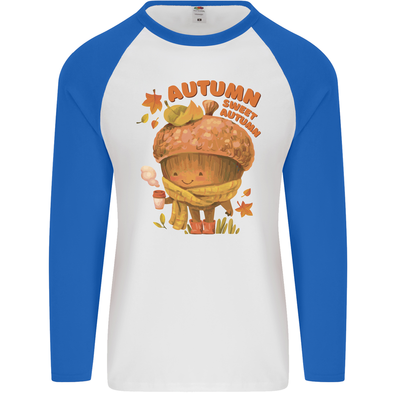 Sweet Autumn Mens L/S Baseball T-Shirt White/Royal Blue