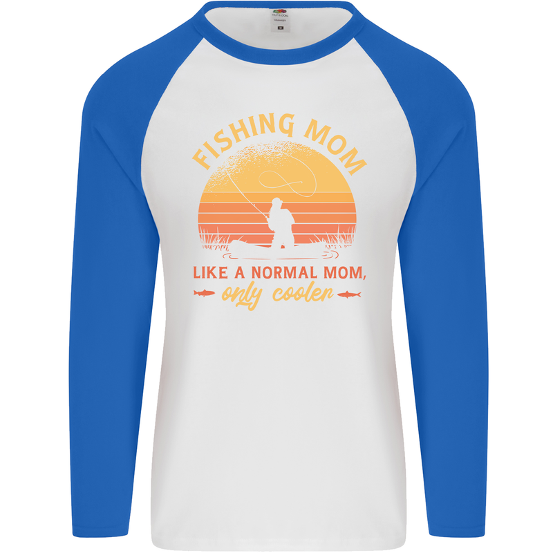 Fishing Mom Like a Normal but Cooler Mens L/S Baseball T-Shirt White/Royal Blue