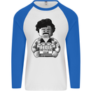 Pablo Escobar Mens L/S Baseball T-Shirt White/Royal Blue