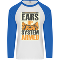 German Shepherd System Armed Mens L/S Baseball T-Shirt White/Royal Blue